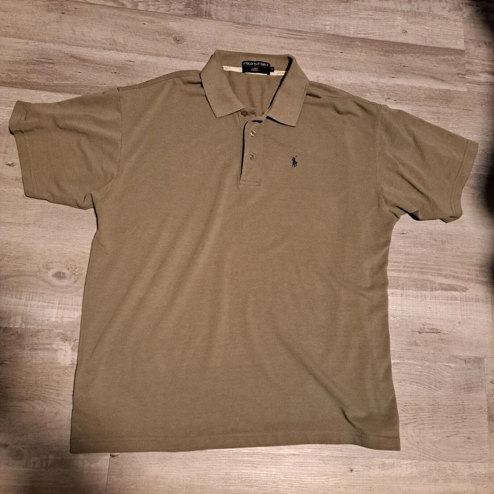 Ralph Lauren Polo Sport Vintage Men's Polo Shirt Cotton Olive XL